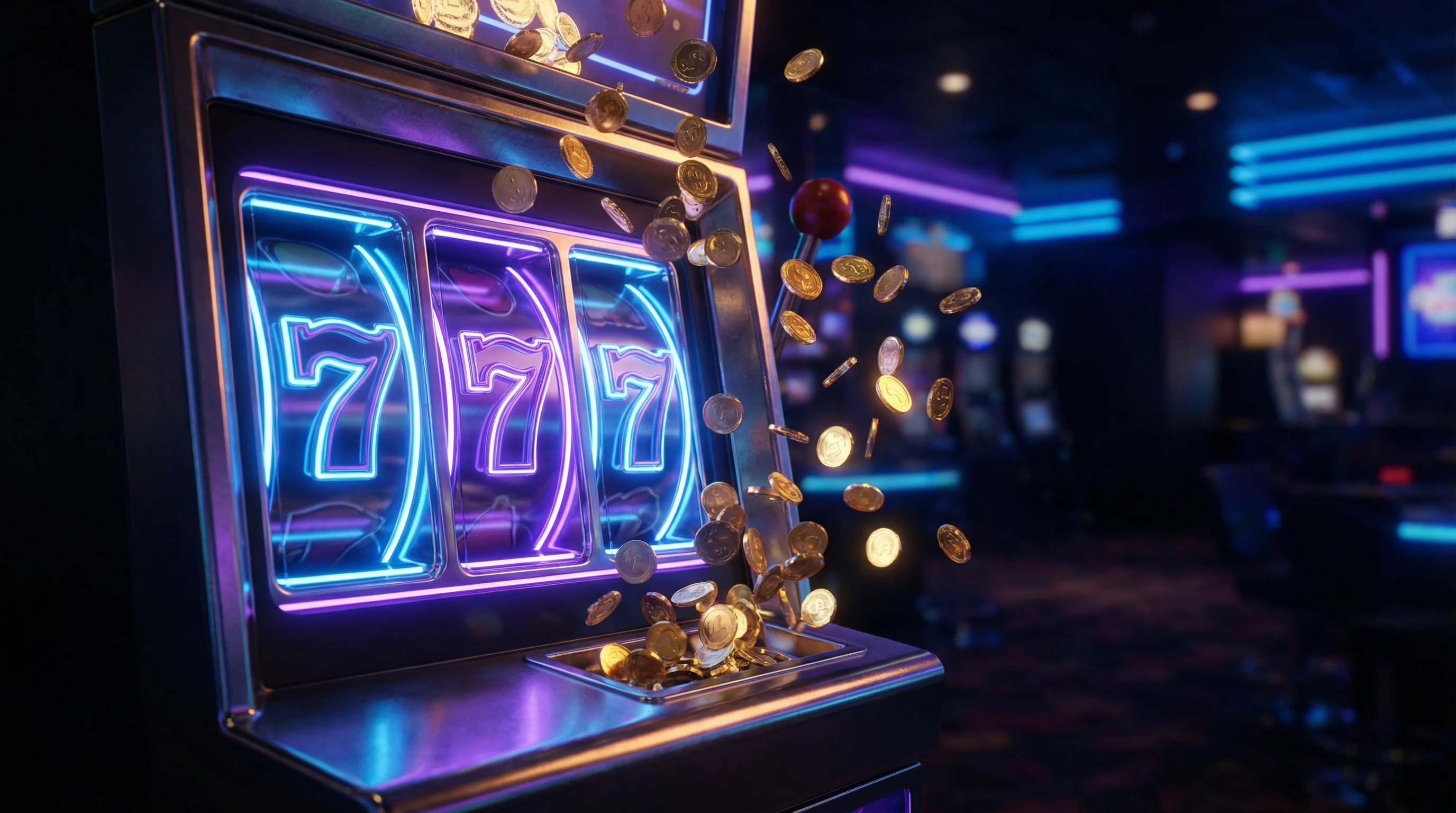 Tragamonedas con jackpot 777 y monedas doradas